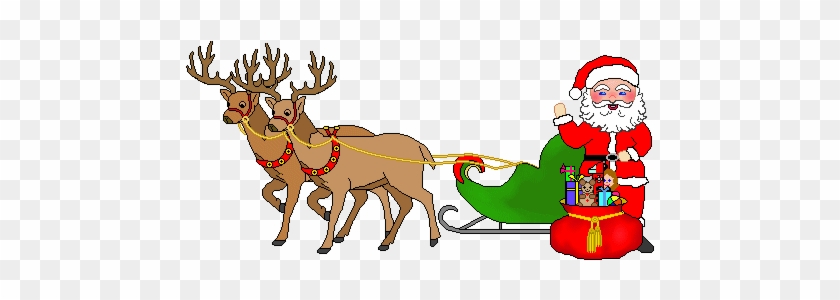 Christmas Sleigh Clipart - Animated Santa And Reindeer #1261891