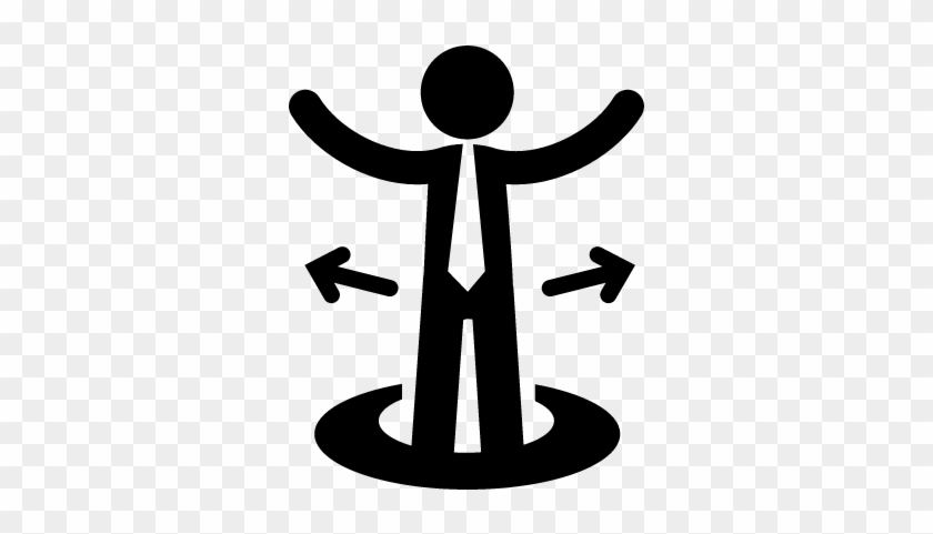 Businessman Standing On A Circle With Arrows Pointing - Man Standing In Circle Logo Png #1263165