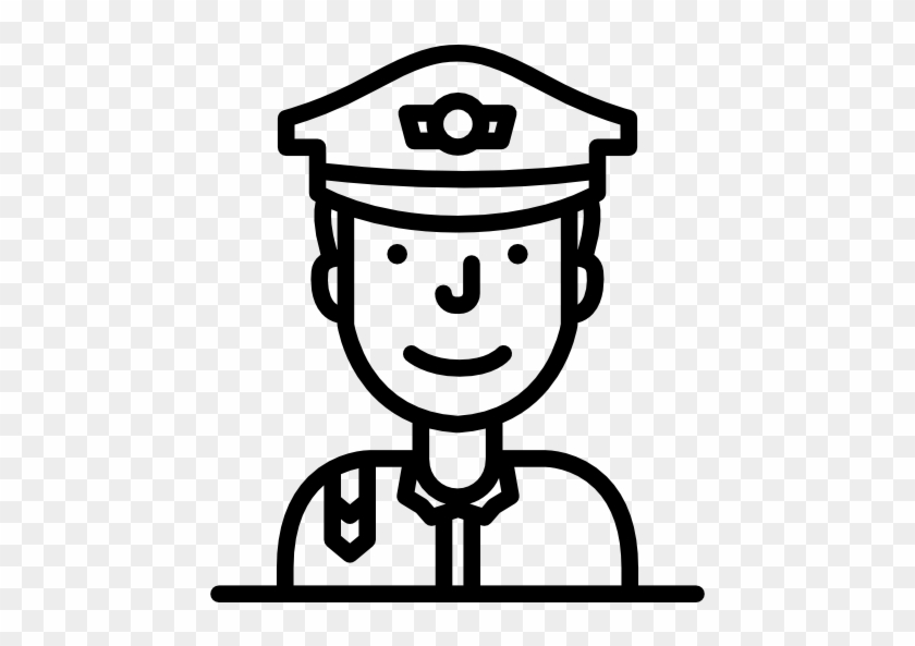 Officer, Police Icon - Police Officer Clip Art Black And White Png #1263338