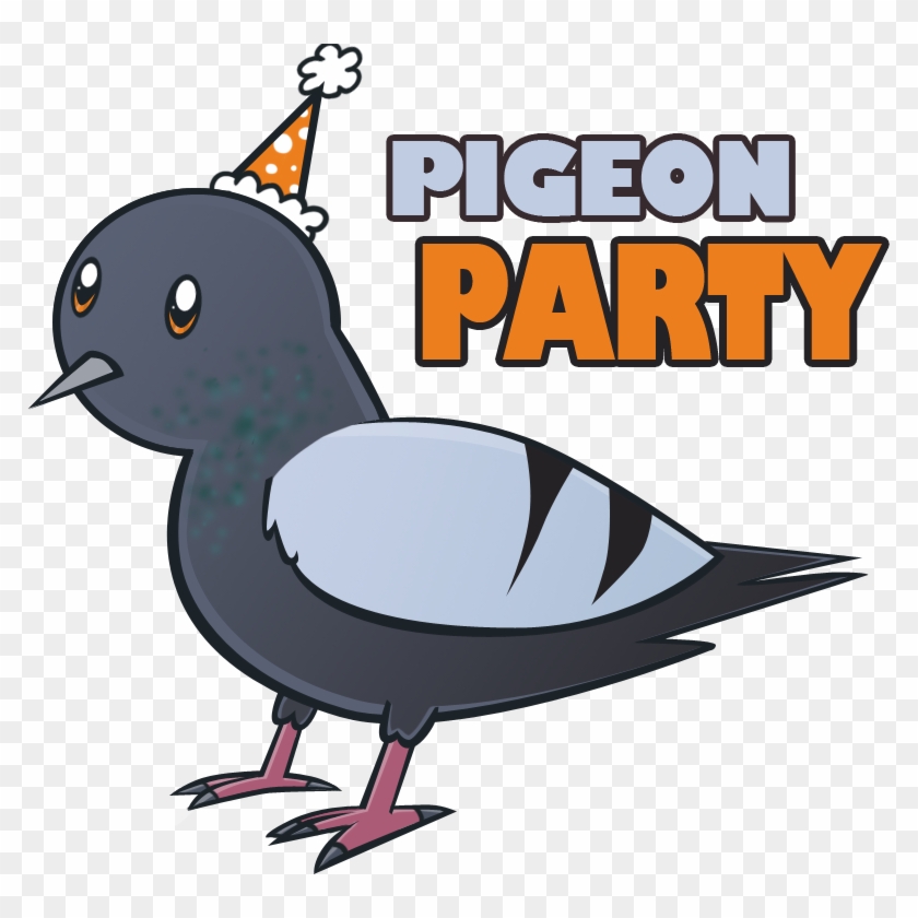 Pigeon Cartoon Character Stock Vector - Pigeon With A Birthday Hat #1263507