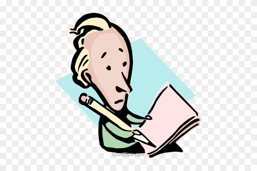 Cartoon Man With Pencil And Papers Royalty Free Vector - Cartoon Writing On Paper #1263594