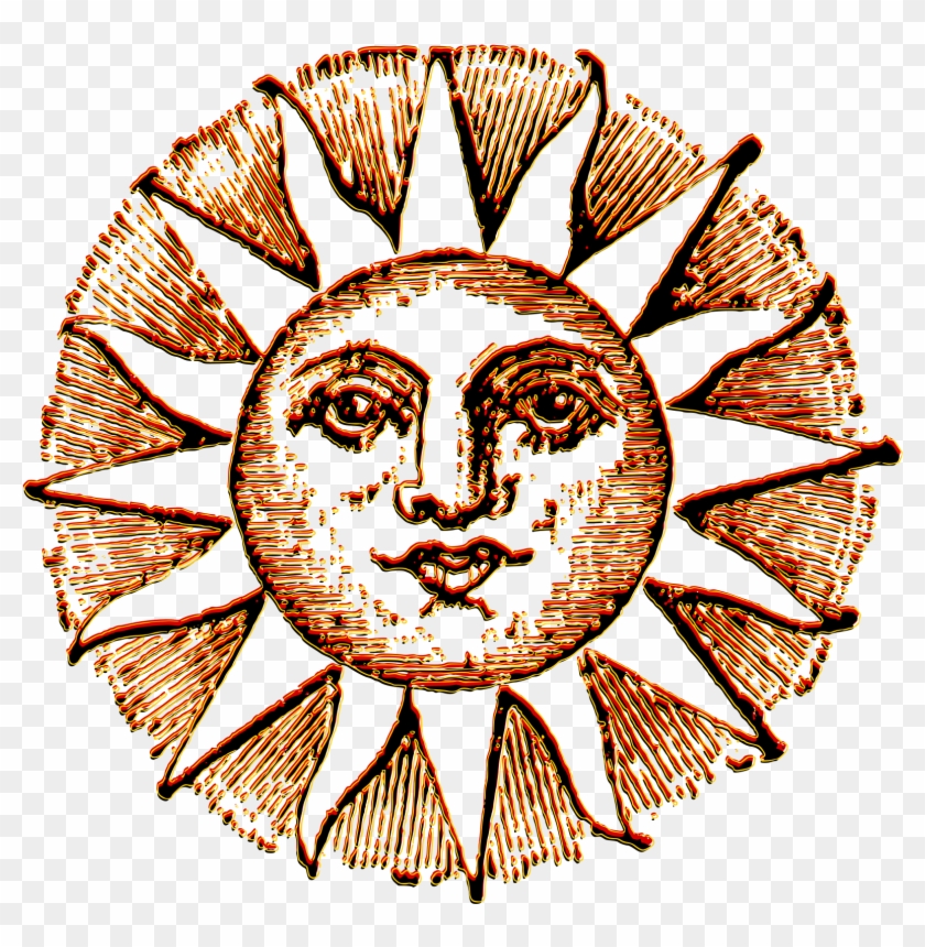 Vintage Sun 05 - Sun And Moon Drawing #1263769