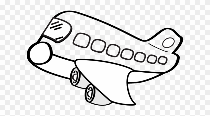 Pin Plane Clipart Black And White - Airplane Cartoon No Background #1264067