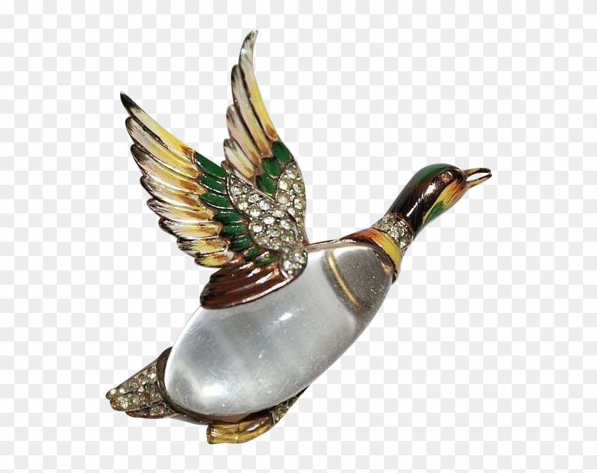 Coro Craft Sterling Jelly Belly Flying Duck Pin Brooch - Brooch #1264373