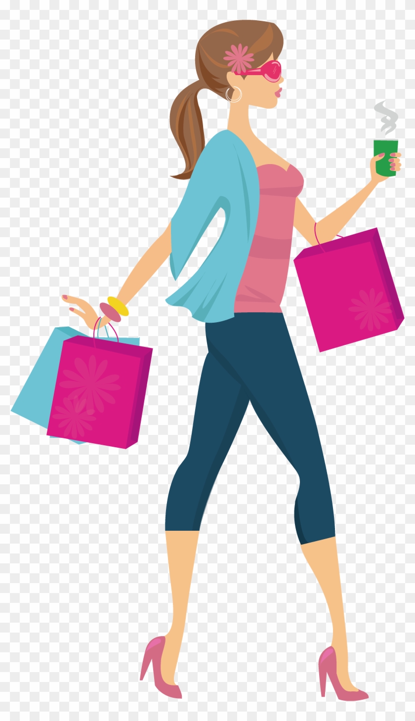 Shopping Girl Woman Clip Art - Cartoon Shopping Png #1264546