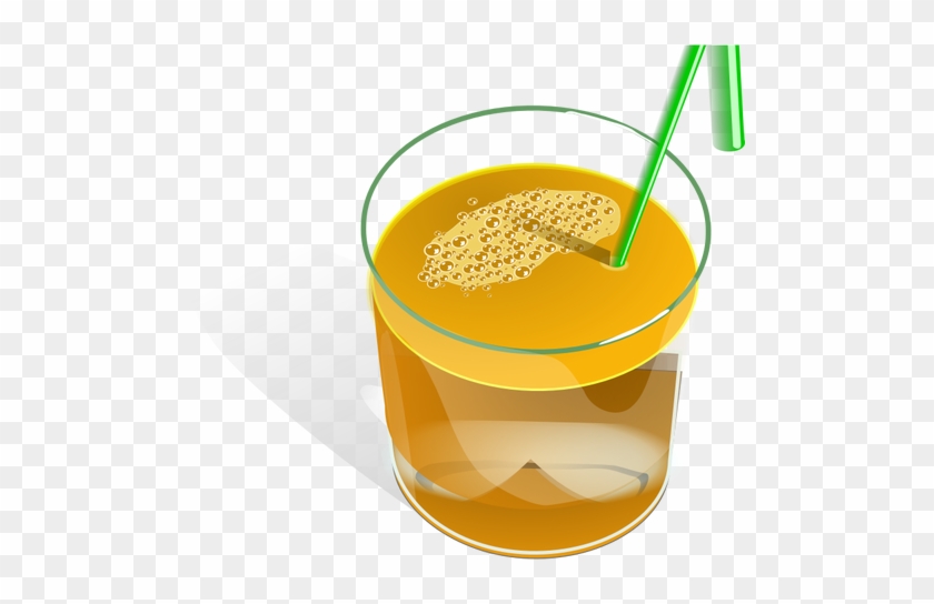 Vector Drawing Of Juice In A Glass With Green Straw - Orange Juice 5'x7'area Rug #1264673