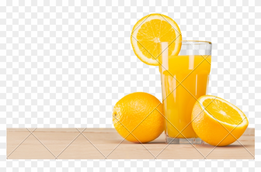 Fresh Orange Juice On Wooden Table Over Grunge Background - Orange Drink #1264699
