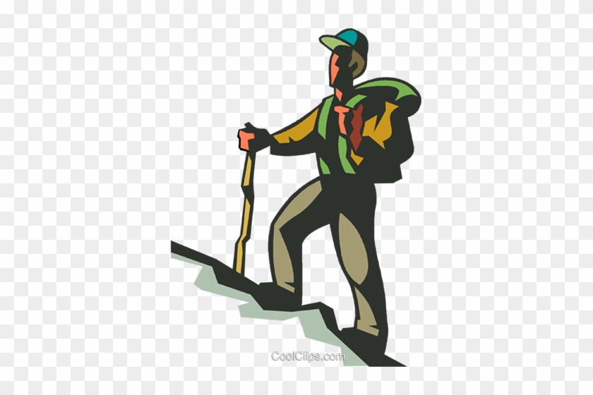 Man Hiking Up Hill Royalty Free Vector Clip Art Illustration - Hiking Cartoon Png #1265052