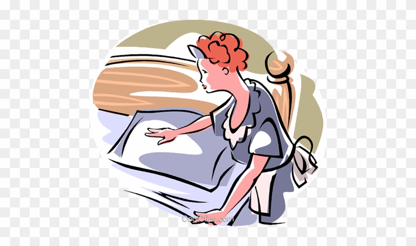 Maid Royalty Free Vector Clip Art Illustration - Make The Bed Clipart #1265128