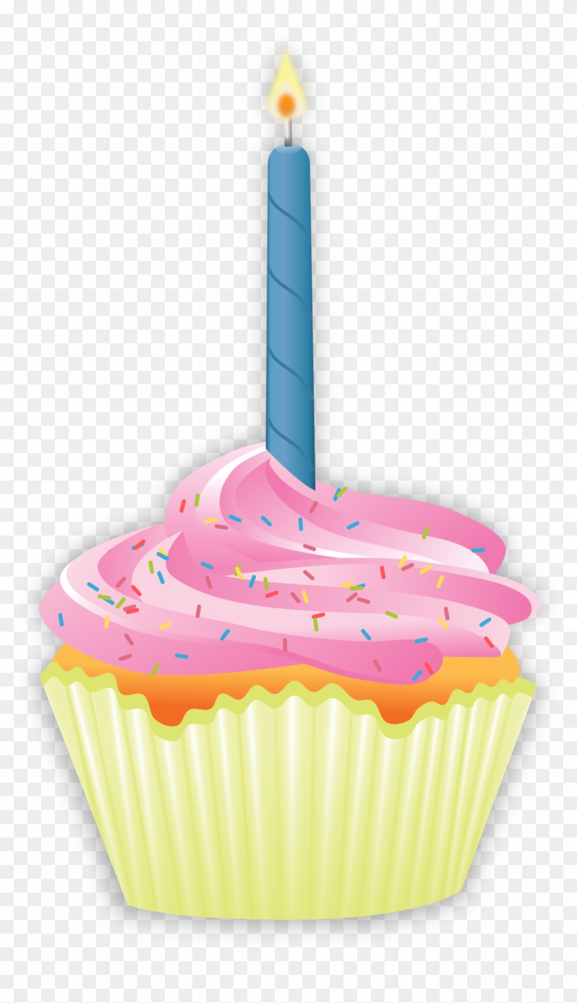 Cupcake - Cupcake With Candle Clipart #1265326