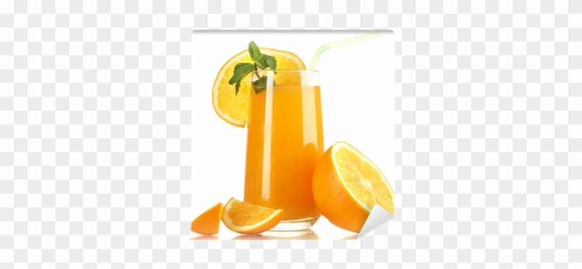 Fotobehang Glas Jus D'orange Met Munt En Oranje Op - June #1265525