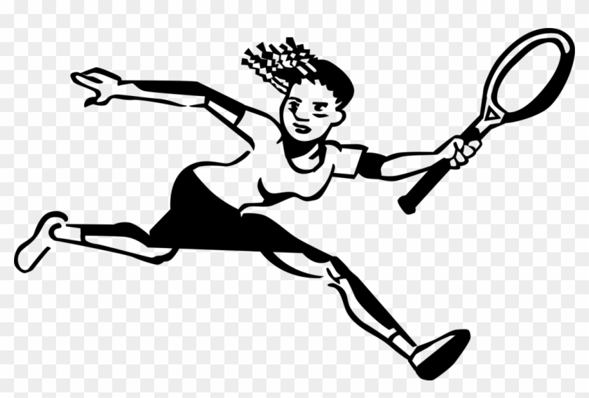 Vector Illustration Of Tennis Player Runs To Return - Vector Illustration Of Tennis Player Runs To Return #1265691