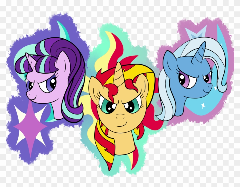 Unicorn Trio By Dolphintales Unicorn Trio By Dolphintales - Trixie Sunset Shimmer And Starlight Glimmer #1265789