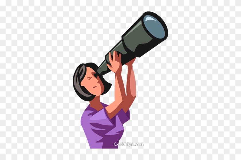 Woman Looking Through A Telescope Royalty Free Vector - Woman Looking Through A Telescope Royalty Free Vector #1265891
