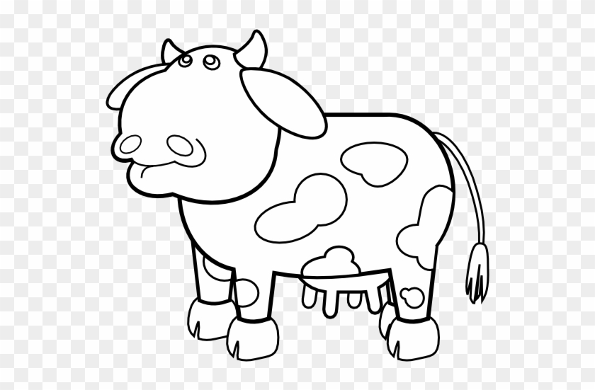 Cow Outline Black White Line Art 555px - Outline Of A Cow #1265946