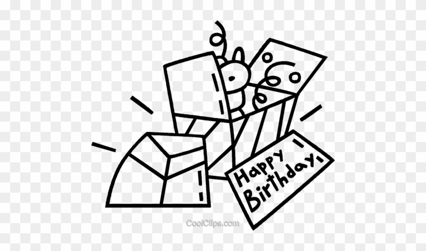 Birthday Presents Royalty Free Vector Clip Art Illustration - Line Art #1266233