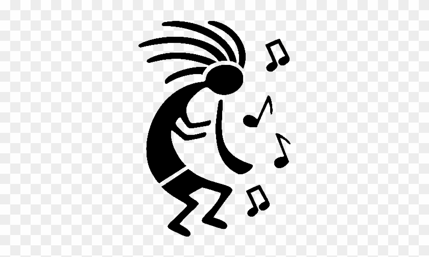 Kokopelli Western Stencil Flute Musical Notes Southwestern - Kokopelli With Music Notes #1266237