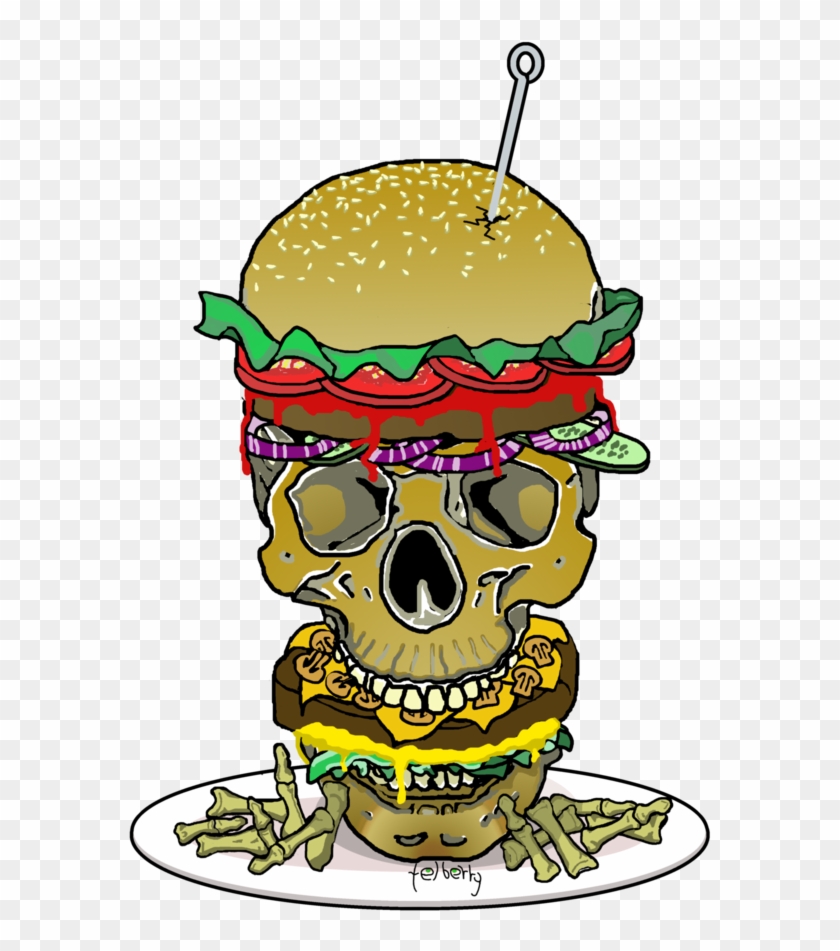 Skull Burger And Finger Fries Tee - Fast Food #1266305