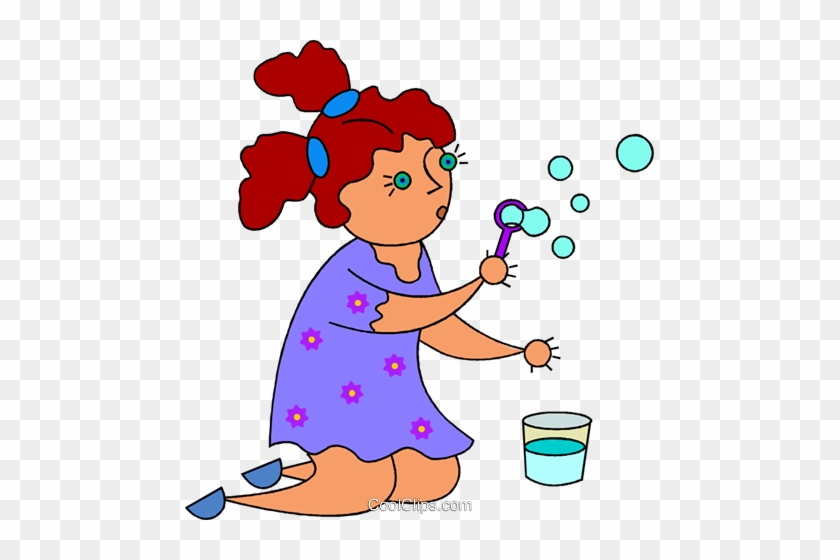 Little Girl Blowing Bubbles Royalty Free Vector Clip - Blowing Bubbles Clip Art #1266709