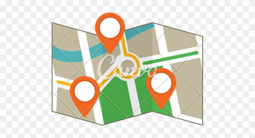 Map With Markers Vector - Graphic Design #1266842