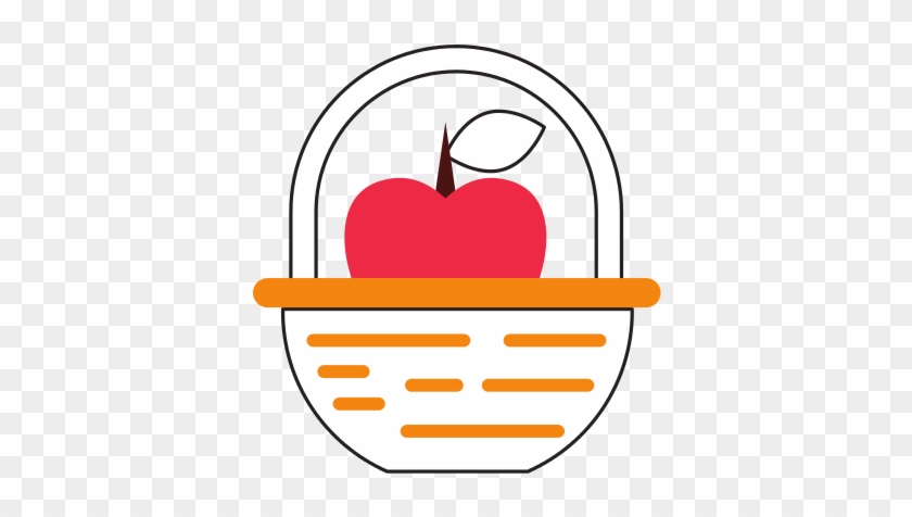 Straw Basket With Apples Vector Icon Illustration - Straw #1266924