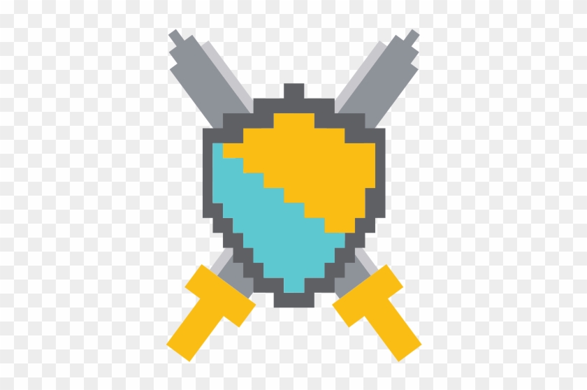 Pixelated Shield And Swords Video Game - Video Game #1266926