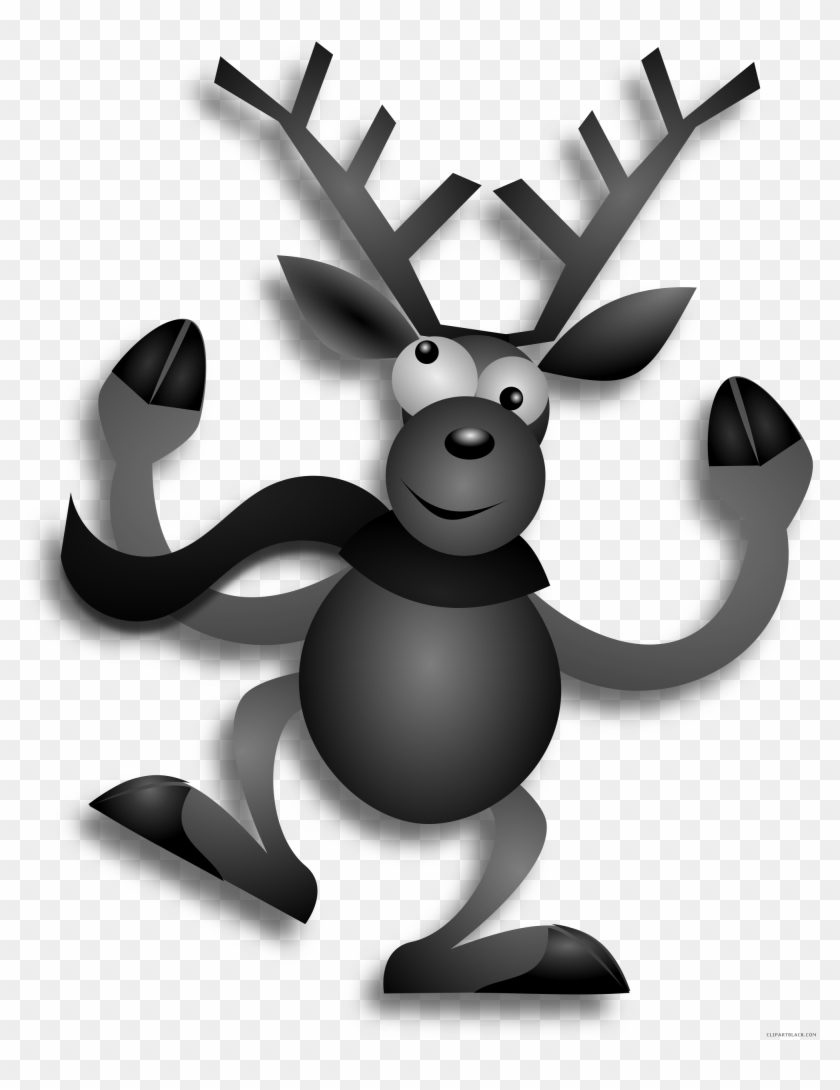 Dancing Reindeer Animal Free Black White Clipart Images - Merry Christmas Happy Reindeer Scarf #1266979