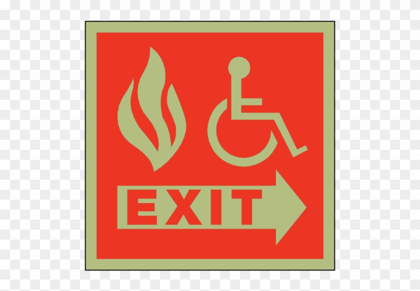 Photoluminescent Fire Safety Exit Disabled Sign - Fire Safety Exit Sticker #1267363