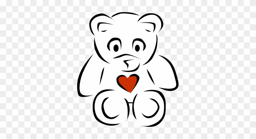 Bear Heart Black White Line Art 34 - Teddy Bear Clip Art #200688