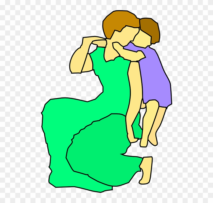 Clipart Cartoon Child Hugging Mother - Mother Daughter Transparent #201211