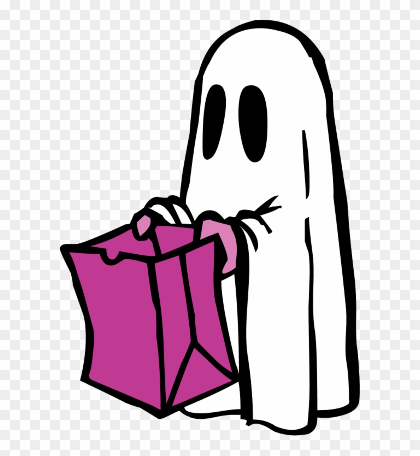 Ghost With Bag Colour - Halloween Coloring Pages For Kids #201378