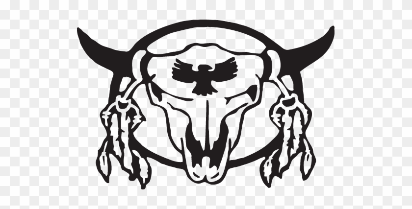 Bull Skull Withe Feathers - Bull Skull #201708