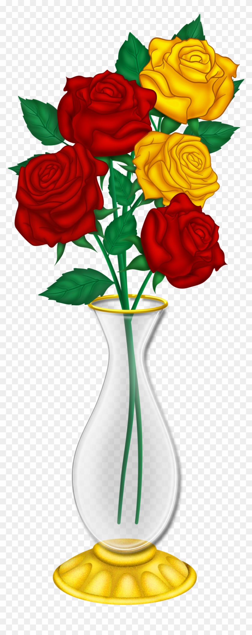 Beautiful Vase With Red And Yellow Roses Png Picture - Vase Clipart Png #201729