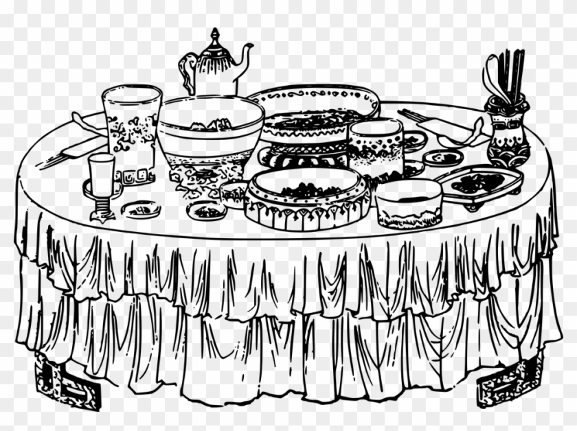 Free Table Food Clipart - Food On Table Drawing #201989