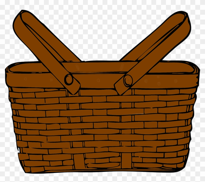 Basket Picnic Brown Handles Wicker Object - Picnic Basket Clip Art #202097