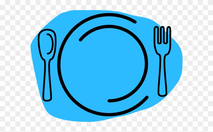 Blue Plate Cartoon Clip Art At Clker Com Vector Clip - Plate With Knife And Fork Clipart #202361