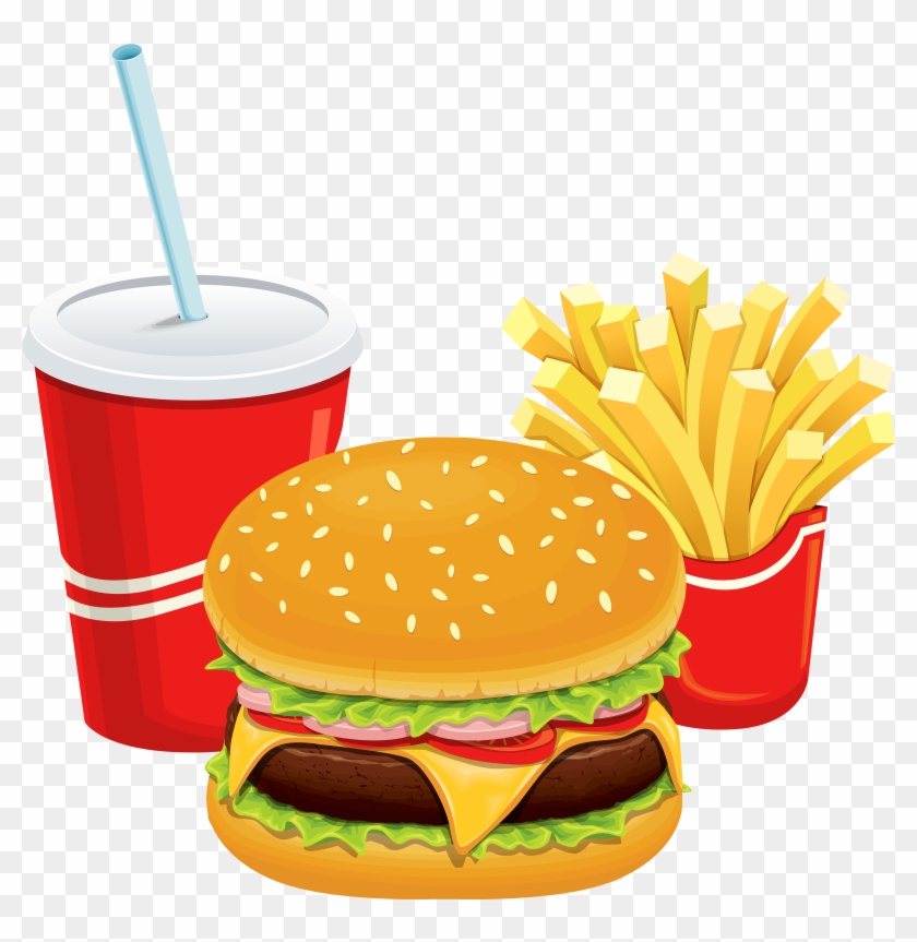 Clipart Of Restaurant, Breakfast And Foods - Transparent Hamburger And Fries Png #202498