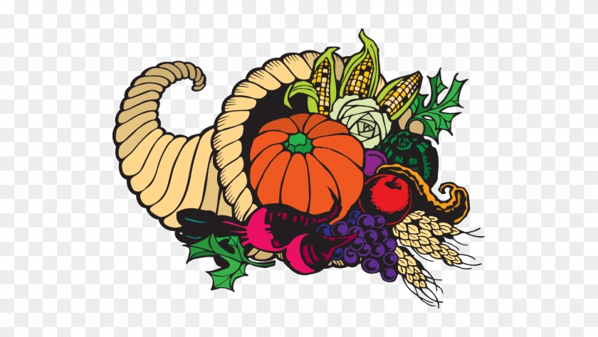 Cornucopia Clipart Health Food Pencil And In Color - Thanksgiving Clip Art #202495