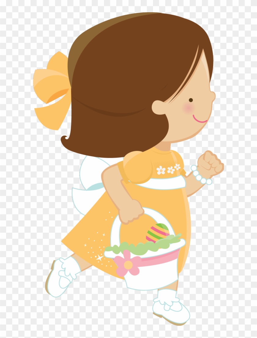 Clip Art - Niña Recogiendo Huevos Animado #202536