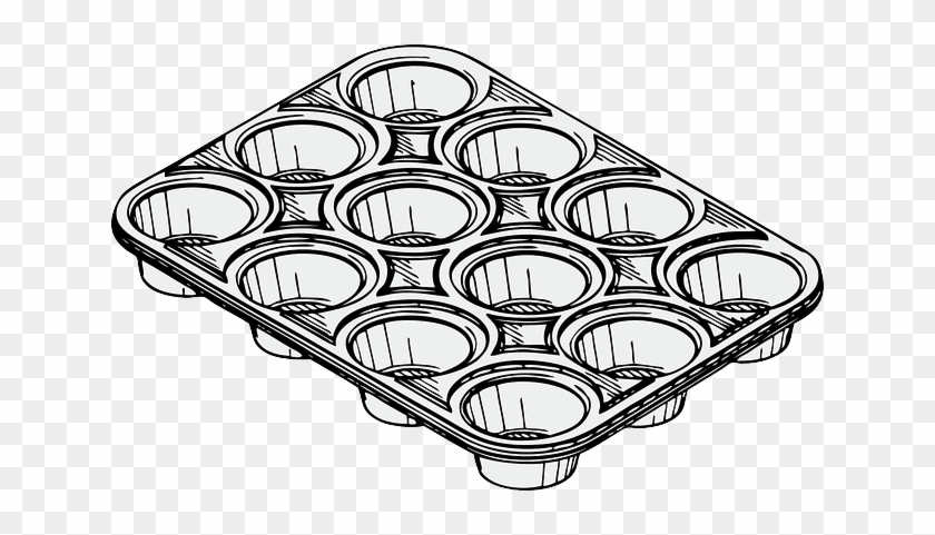 Muffin Pan Tin Dozen Baking Cooking Kitchen - Muffin Pan Clipart #202541