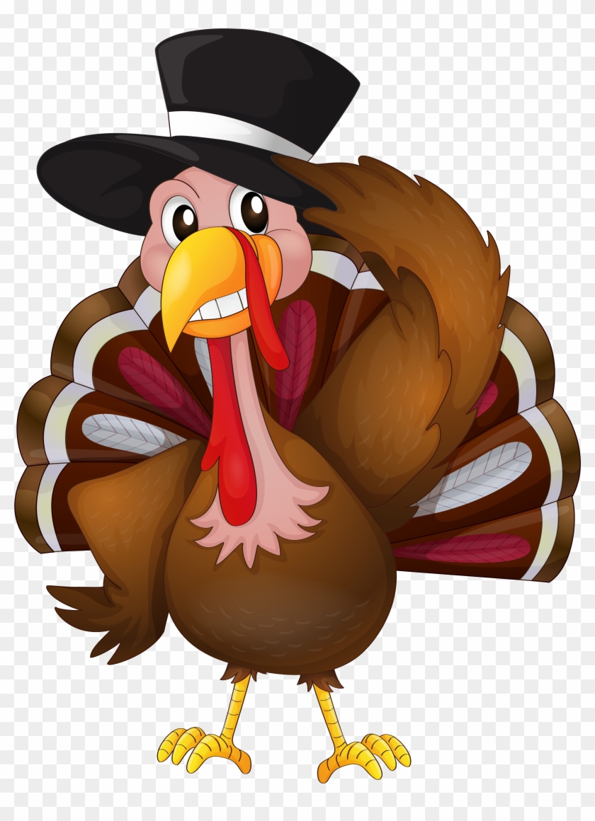 Thanksgiving Turkey With Hat Png Clip Art Image - Thanksgiving Turkey Clipart Png #202574
