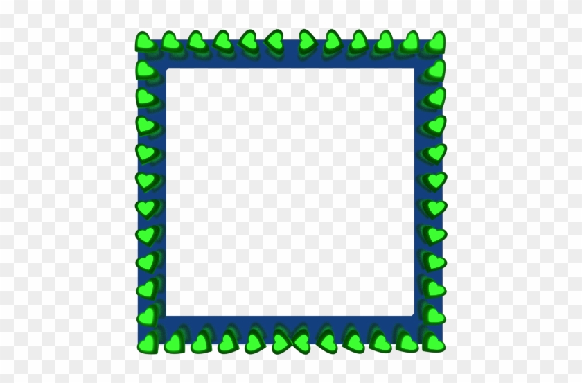Green Love Hearts Reflection On Blue Square Border - Borders Blue And Green #203934