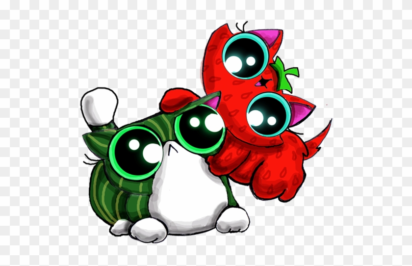 Funny Cat Kittens Strawberry And Watermelon By Kingzoidlord - Watermelon And Strawberry Cartoon #1267899