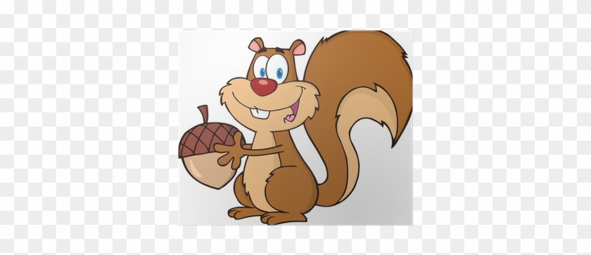 Cute Squirrel Cartoon Mascot Character Holding A Acorn - Squirrel With Nut Clipart #1267995