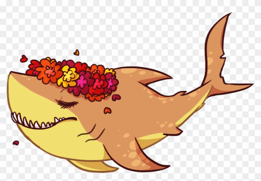 Flower Shark By Panguinous - Shark With Flower Crown #1268011