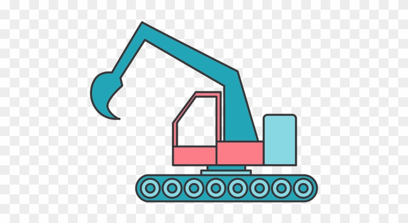 Colored Excavator Digging Machinery Transparent Png - Excavation #1268912