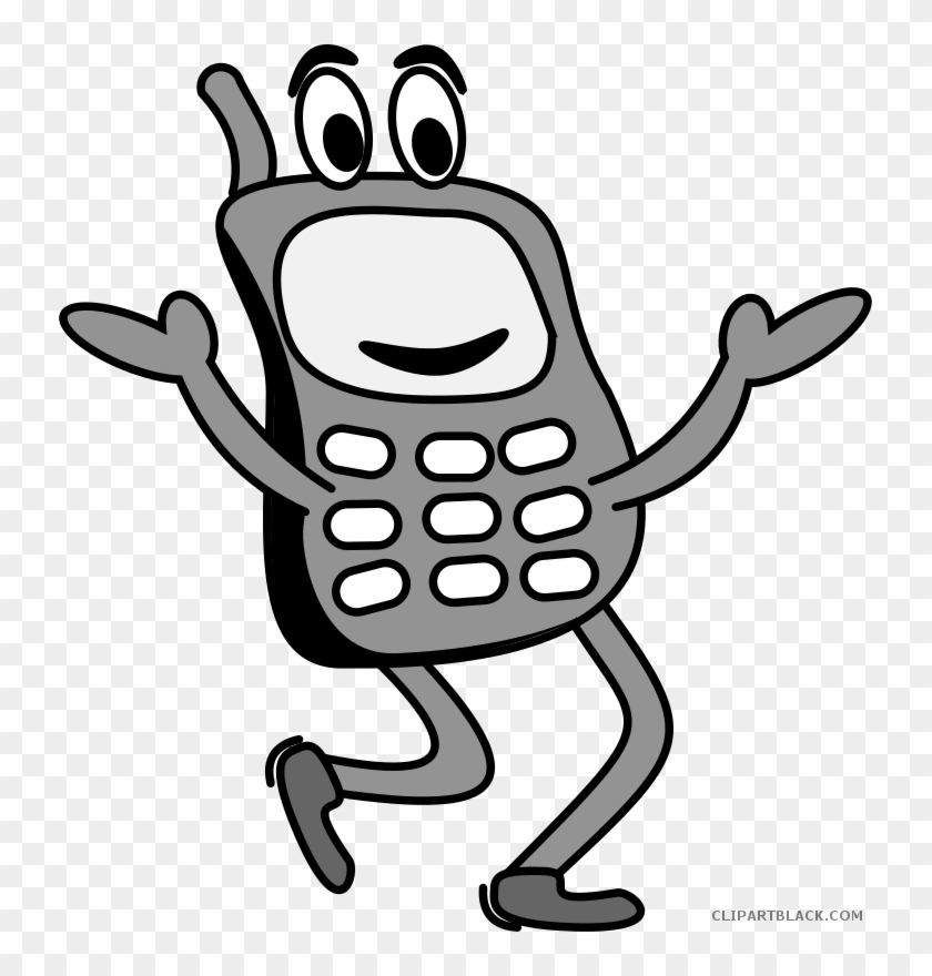 Mobile Phone Tools Free Black White Clipart Images - Mobile Image Png Cartoon #1269969