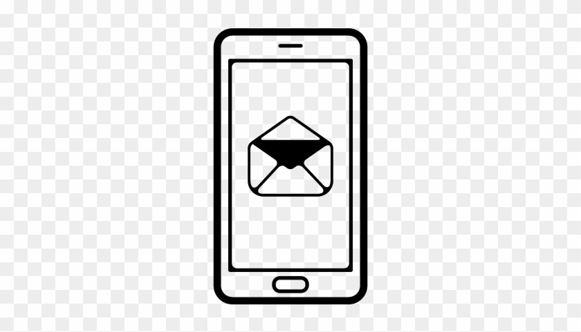 Mobile Phone Outline With An Email Envelope Opened - Cell Phone Logo Transparent #1269976