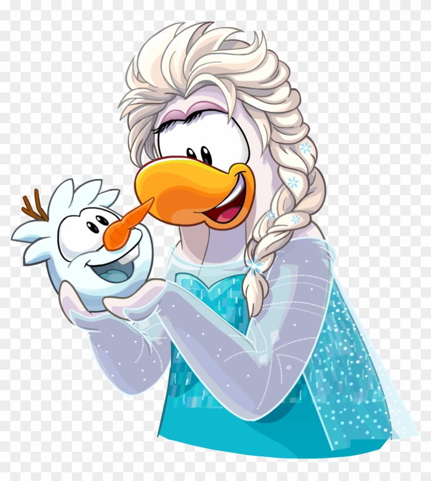 Frozen Party 2014 Elsa And Snowman Puffle - Club Penguin Frozen Elsa #1270074