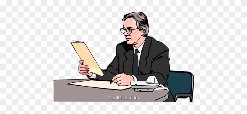 Businessman Reviewing Document Royalty Free Vector - Primary School #1270091